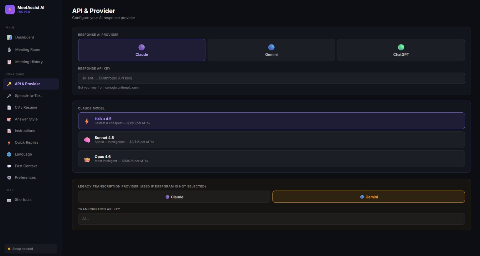 API and Provider settings
