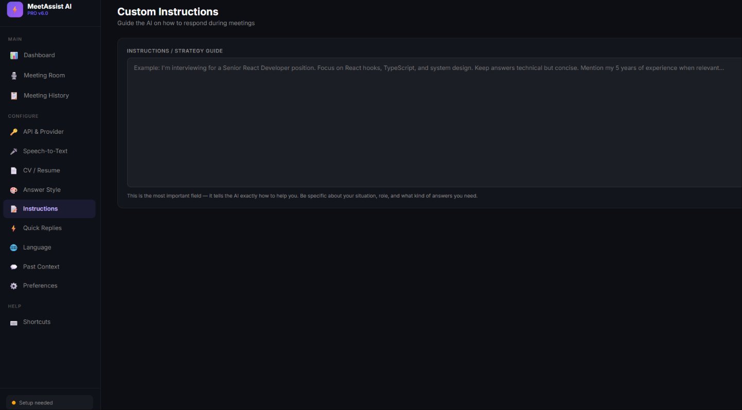 Custom Instructions field