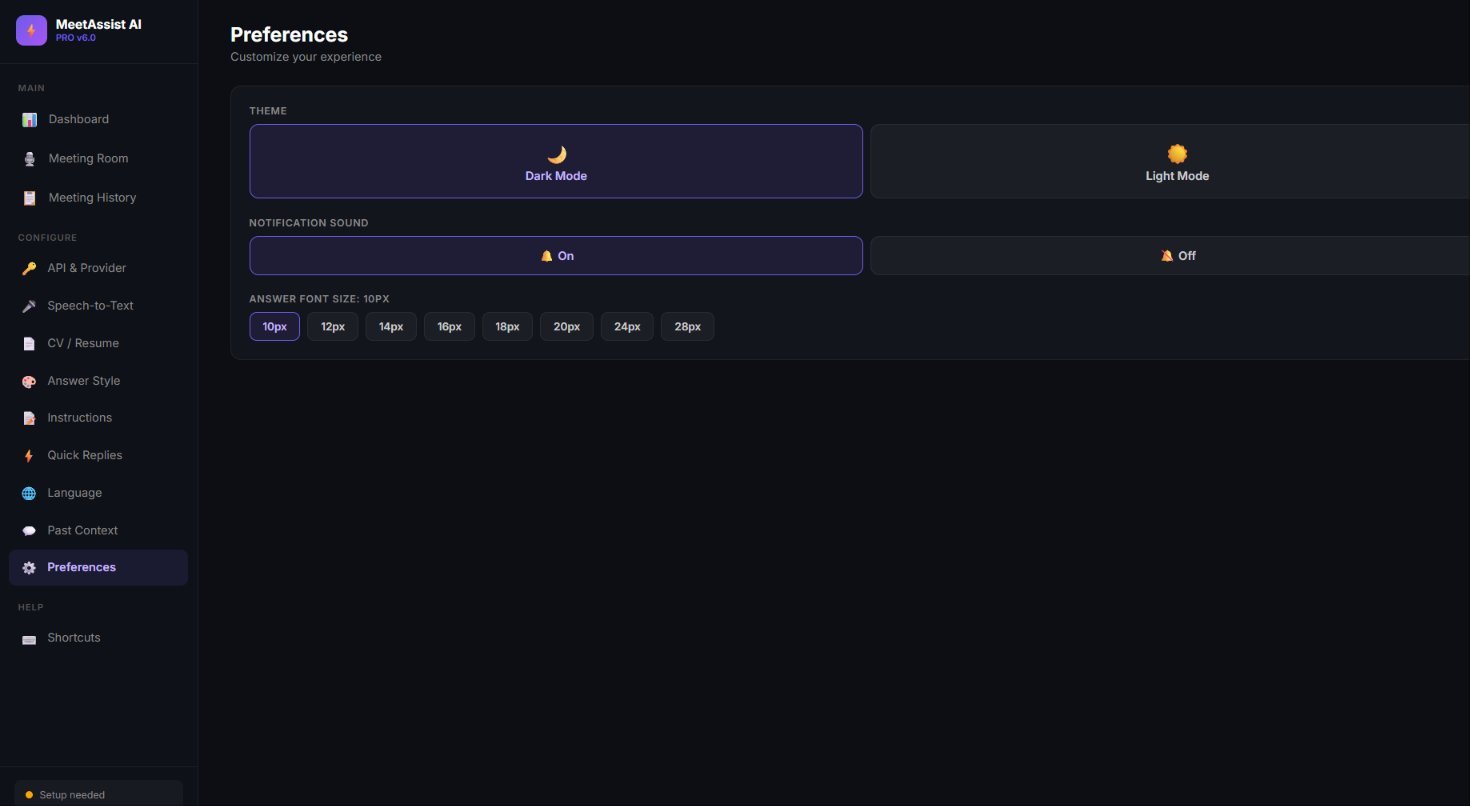 Preferences settings